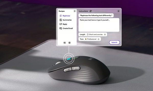 Používatelia môžu priradiť tlačidlo na kompatibilnej myši Logitech alebo kláves na klávesnici pre rýchly prístup k prednastaveným alebo vlastným šablónam GPT, alebo si kúpiť špeciálnu edíciu myši M750 s vyhradeným tlačidlom.