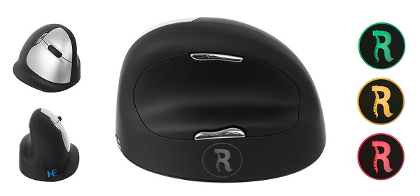 Vertikálny tvar počítačovej myši R-Go Break pomáha k zníženiu namáhania zápästia a paže