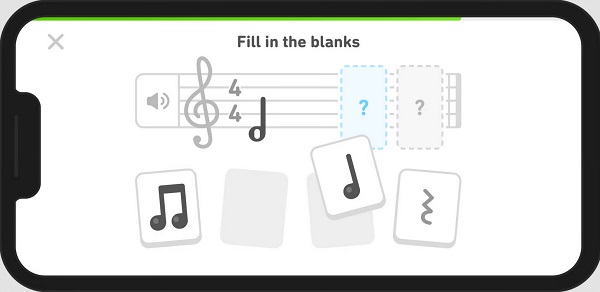Hudobný výučbový program Duolingo Music.