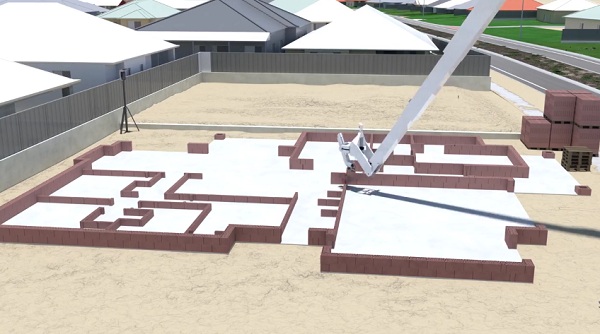 Robotický systém Hadrian X od spoločnosti Fastbrick Robotics je navrhnutý pre murovanie tehlových domov podľa 3D CAD projektu.