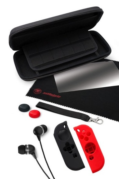 Súprava Snakebyte Starter Kit Pro obsahuje drobnosti pre ochranu hernej konzoly Nintendo Switch.