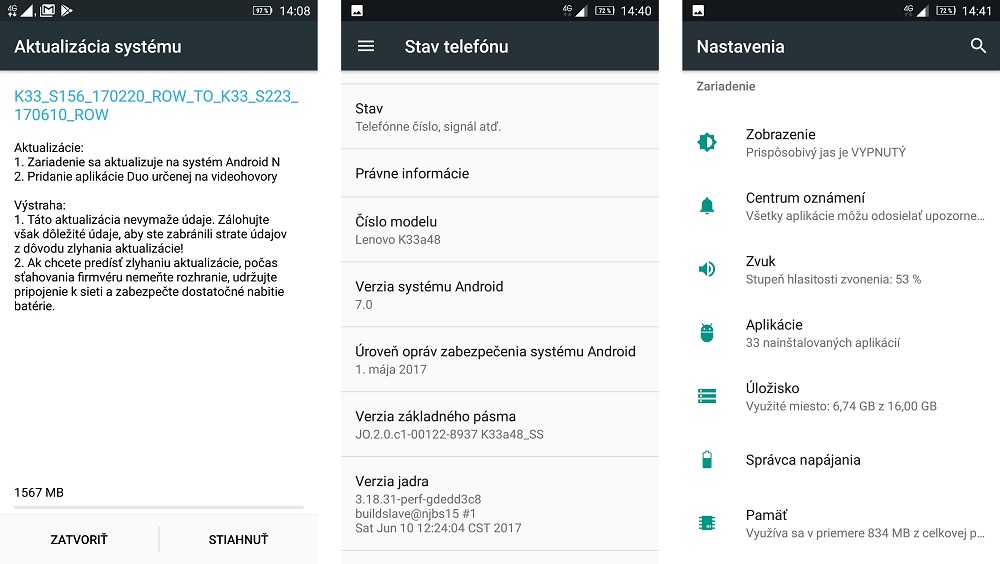 Lenovo K6, K6 Power a K6 Note dostavajú aktualizáciu na Android 7.0.