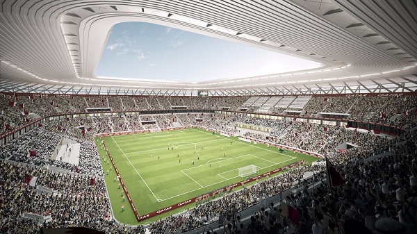 Demontovateľný futbalový štadión Ras Abu Aboud bude mať celkovo 40 000 miest a mal by byť dokončený v roku 2020.